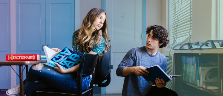 two students in a classroom