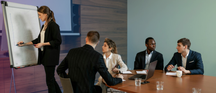 Office workers meeting in a conference room