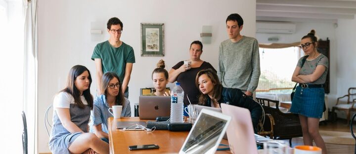 team meeting in open conference room