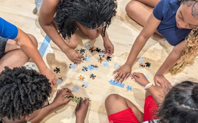 carteret students work on puzzle