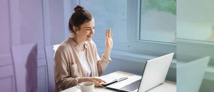 woman attending a virtual training at home